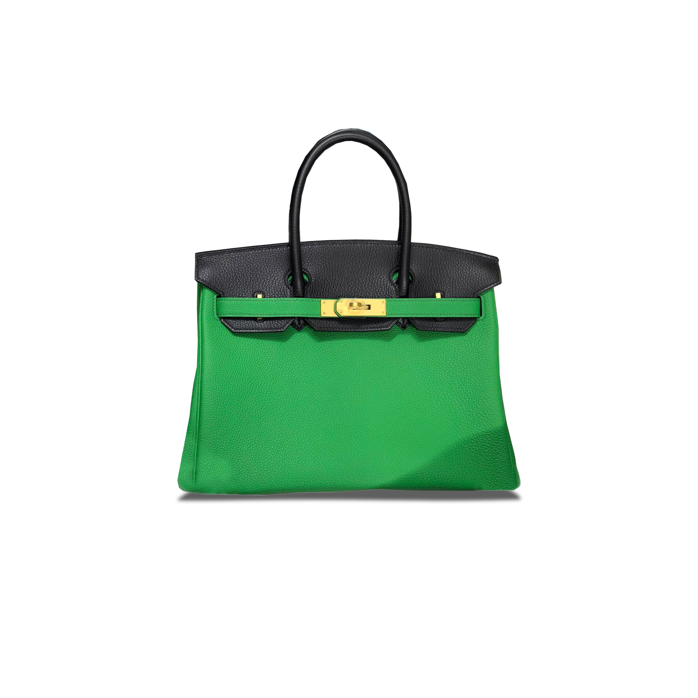 HERMES BIRKIN 30 TOGO LEATHER BAMBOO GREEN WITH BLACK GOLD BUCKLE BK251K10SWGP (30*23*15cm)